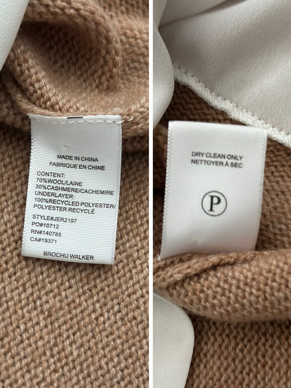Brochu Walker The Looker Layered V Neck Wool Cashmere Camel Brown Sweater size S - Picture 11 of 16